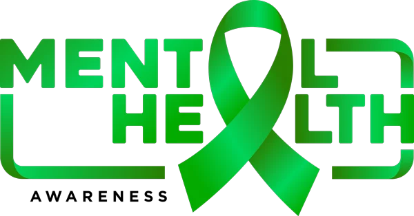 Mental Health awareness green ribbon graphic